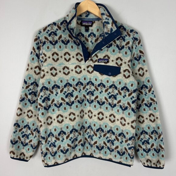 Patagonia Synchilla Snap-T Pullover Tundra cluster Big Sky Blue Size XS Women's - Picture 1 of 5